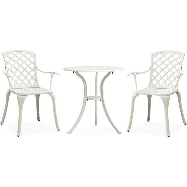 Caféset 3 delar gjuten aluminium vit