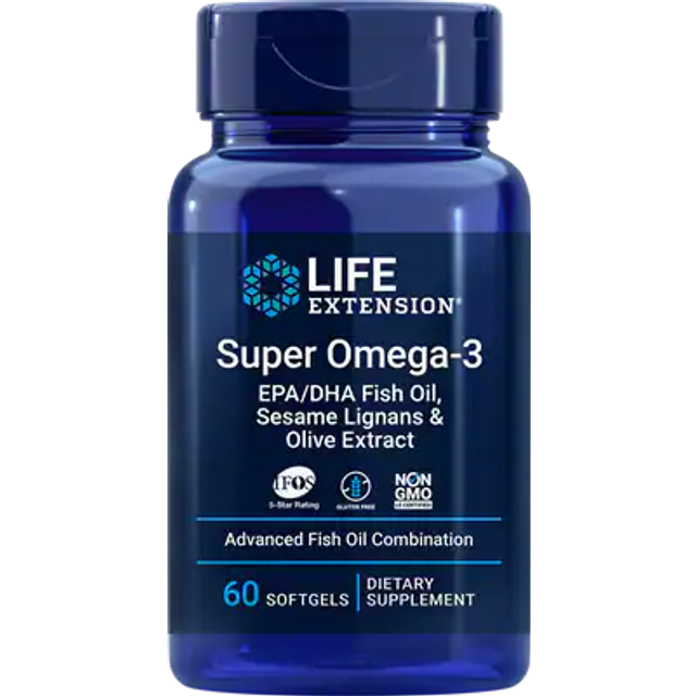 Life Extension  Super Omega-3  EPA/DHA Fish Oil  Sesame Lignans & Olive Extract  120 Softgels