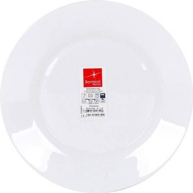 25cm White Toledo Glass Dinner Plates - Pack of Six