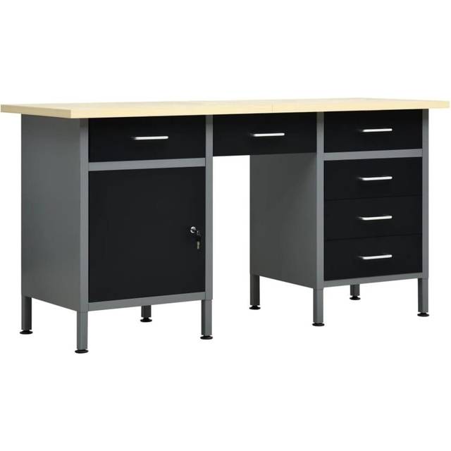 vidaXL Workbench Black 160x60x85 cm Steel