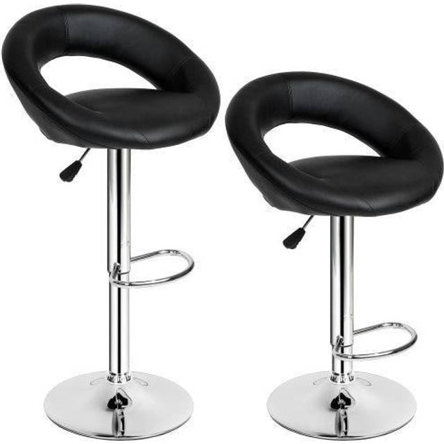 tectake Christian Synthetic Leather Bar Stool Set of 2 - Black