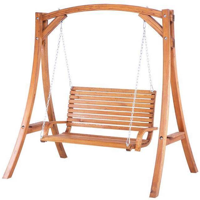 Beliani Patio Swing Novara Wood Brown