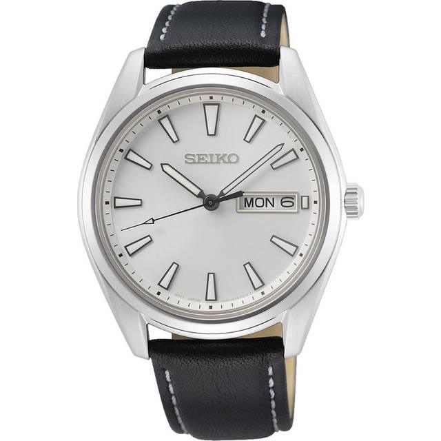 Seiko SUR447P1 Stainless Steel Black Leather Strap Watch - W24121