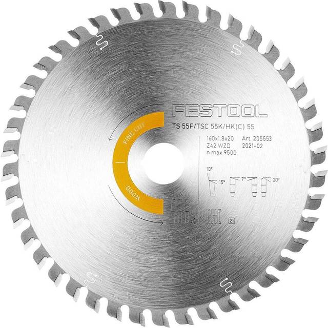 Festool TS55 F Fine Cutting Wood Circular Saw Blade 160mm 160mm 42T 20mm