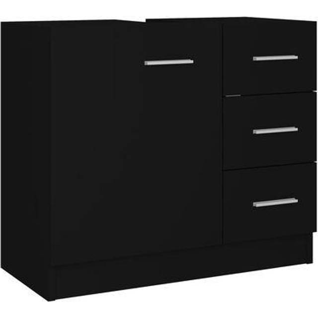 Tvättställsskåp svart 63x30x54 cm konstruerat trä