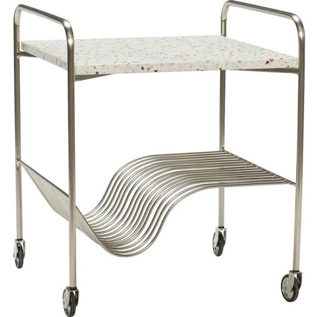Hübsch - Wave Trolley - Rullbord - Nikkel, Hvid - 50x49xh51cm