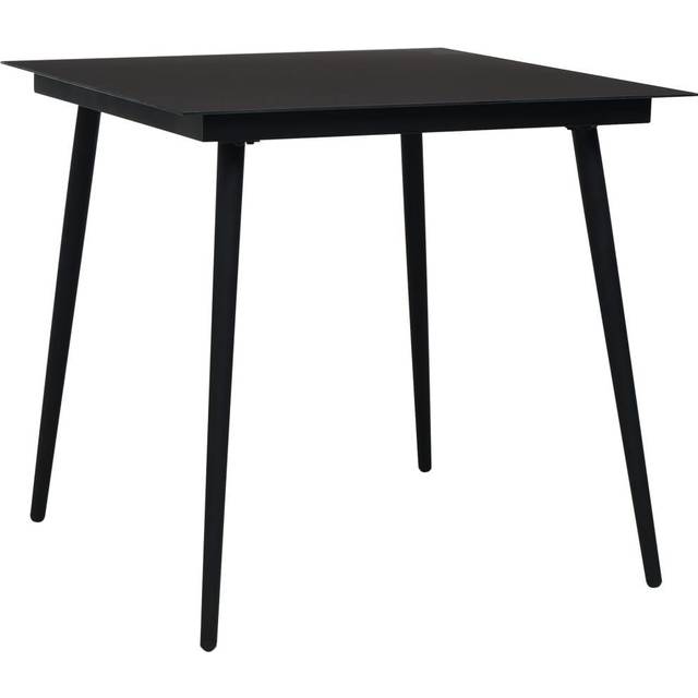 vidaXL Garden Dining Table Black 80x80x74 cm Steel and Glass