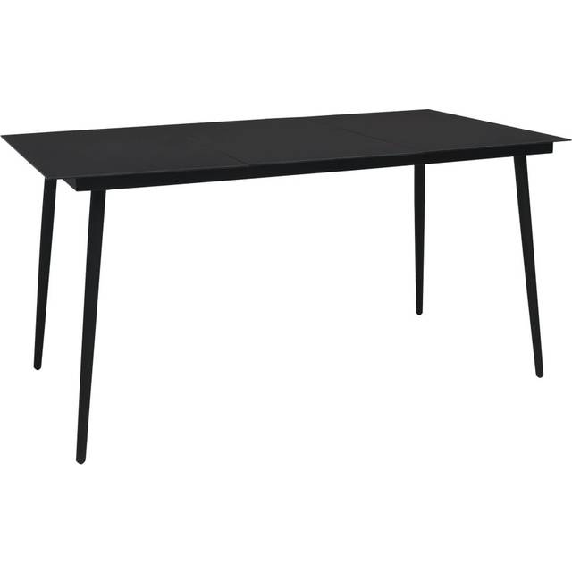 vidaXL Garden Dining Table Black 190x90x74 cm Steel and Glass
