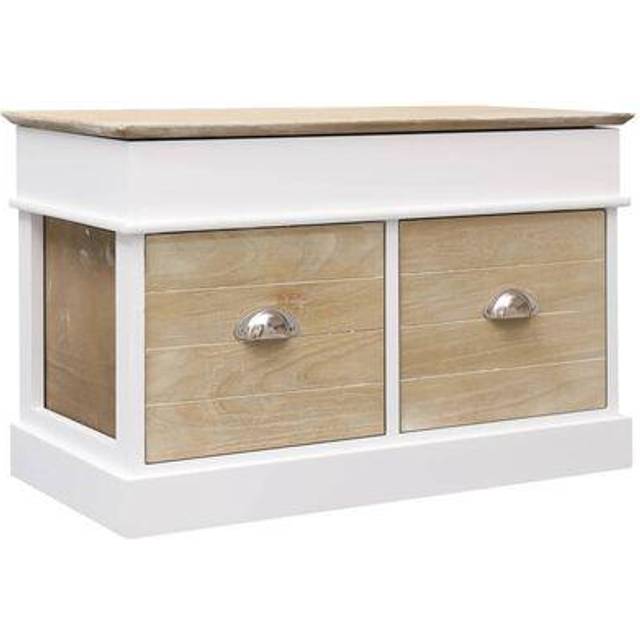 vidaXL Hall Bench 70x35x45 cm Paulownia Wood - White
