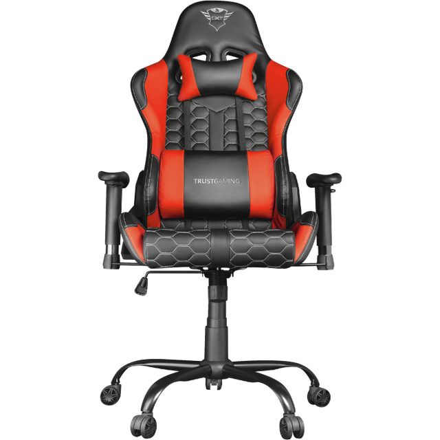 Trust Gaming GXT 708R Resto spelstol, 360° roterbar, kontorsstol med avtagbar kudde, höjdjusterbar stol för dator, låsbar stol – röd
