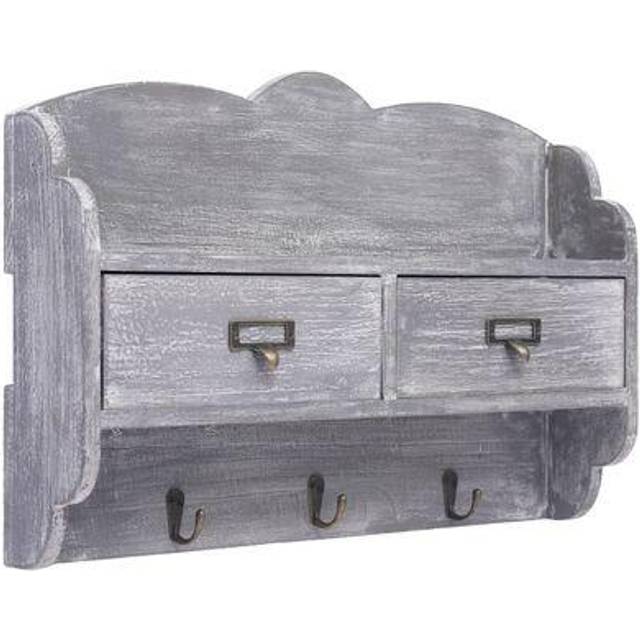 Väggkrokar med förvaring vit 50x10x34 cm trä