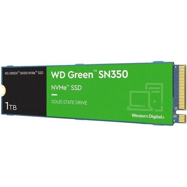 WD Green SN350 NVMe SSD WDS100T3G0C-00AZL0 - SSD - 1 TB - inbyggd - M.2 2280 - PCIe 3.0 x4 (NVMe)