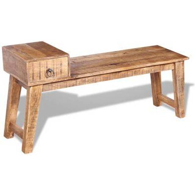 vidaXL Bench with Drawer Solid Mango Wood 120x36x60 cm - Brown