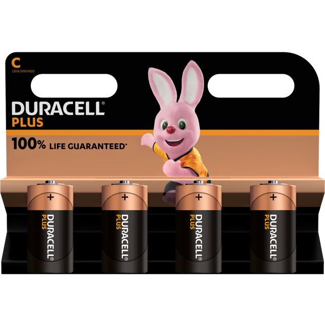 Duracell Plus C Alkaline Battery - 4 Pack