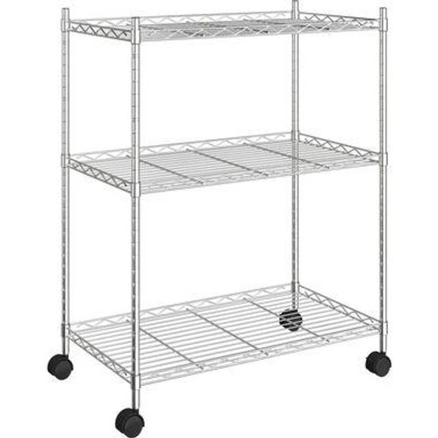vidaXL 3-Tier Storage Rack with Wheels 60x35x81 cm Chrome 150 kg - Silver