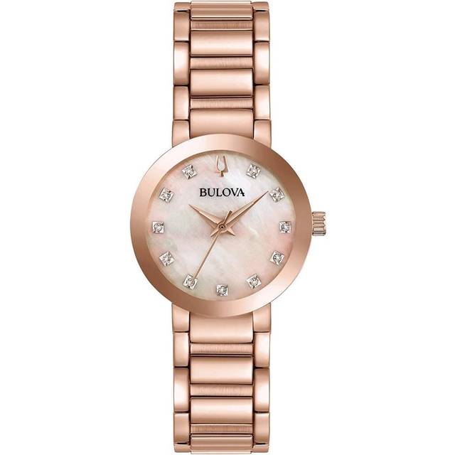 Bulova Ladies futuro Rose Gold Plated & Mother Of Pearl Dial Watch 97P132 - Silver