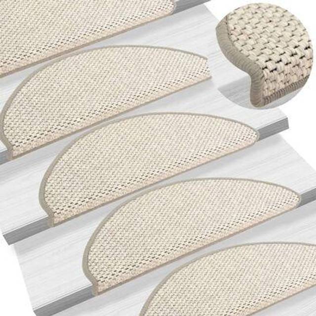 vidaXL Stair Mats Self-adhesive Sisal-Look 15 pcs 65x21x4 cm Platina - Beige