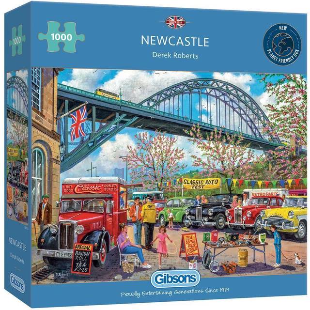 Gibsons Newcastle Tyne Bridge Classic Cars 1000 Piece Jigsaw Puzzle.