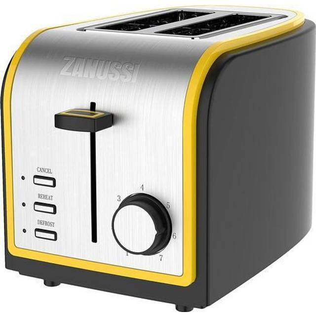Zanussi Yellow Stainless Steel 2 Slice Toaster UK Plug