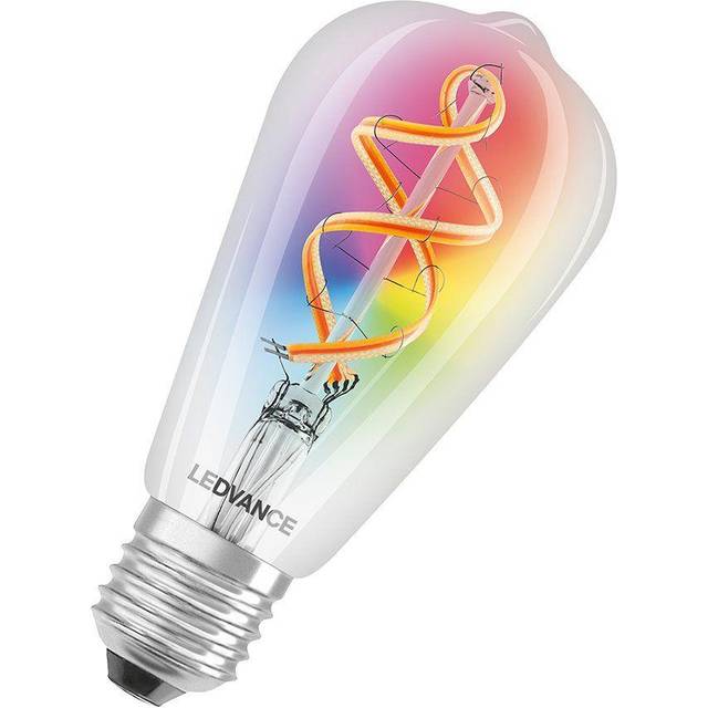 LEDVANCE Smart LED-lampa med Wifi, E27, RGB-färger som kan ändras, Edison-form, färgad glödtråd som stämningsljus, ersättning för konventionella 60W-lampor, kontrollerbar med Alexa, Google & App.