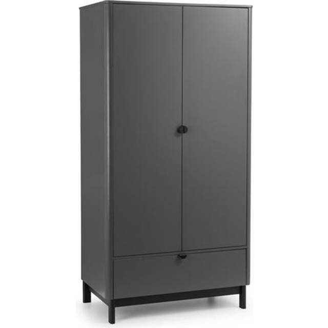 Julian Bowen Chloe 2 Door Single Drawer Storm Grey Wardrobe - Black