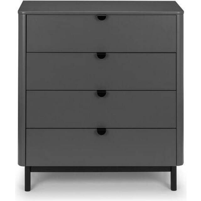 Julian Bowen Chloe 4 Drawer Storm Grey Chest of Drawers - Black - 4 Drawers