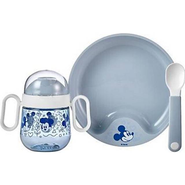 Mepal – Baby 3 porslinsset Mio – inklusive läckagesäker drickkopp, lärtallrik och lärsked – diskmaskinssäker och BPA-fri – set om 3 – djup turkos