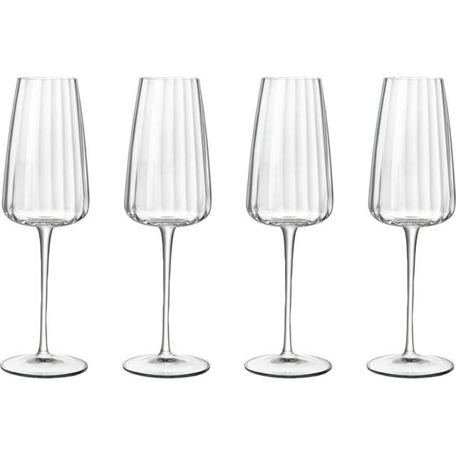 Luigi Bormioli Optica Fluted Champagne Glass Flutes, Set of 4, 210ml, Clear