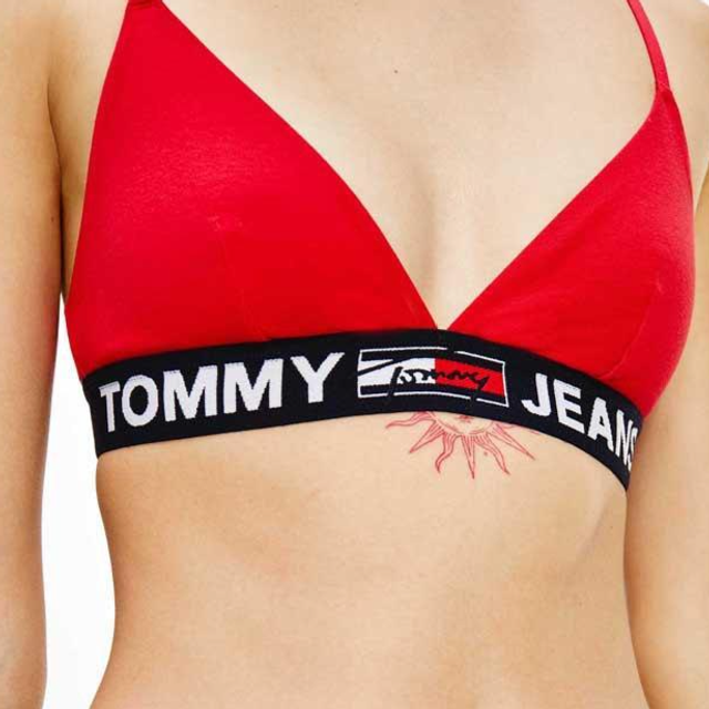 Tommy Hilfiger for woman. UW0UW02721 Bralette bra without padding and band red (S), Homewear, Organic Cotton, Sustainable