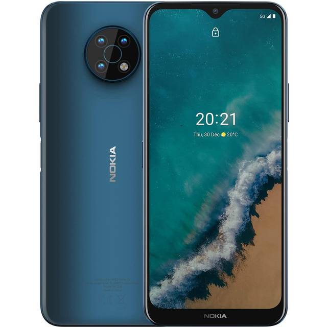 Nokia G50 5G smartphone med 6,82 tum HD+-skärm, Android 11, 4 GB RAM/128 GB ROM, 5 000 mAh batteri, 48 MP trippelkamera, kompatibel med 18 W snabbladdning - Nordisk blå
