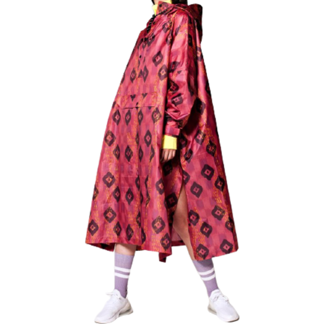 Ikat Rain Poncho in Dark Pink - One Size