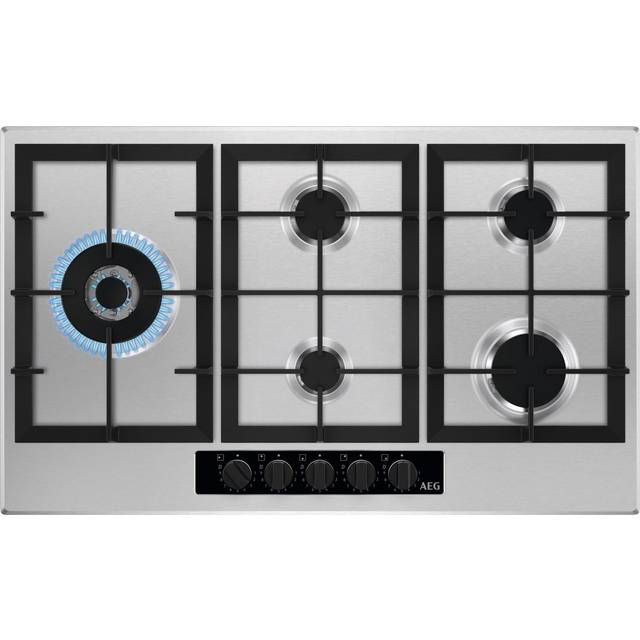 AEG HGB95522YM 86cm Series 6000 5 Burner Gas Hob - STAINLESS STEEL