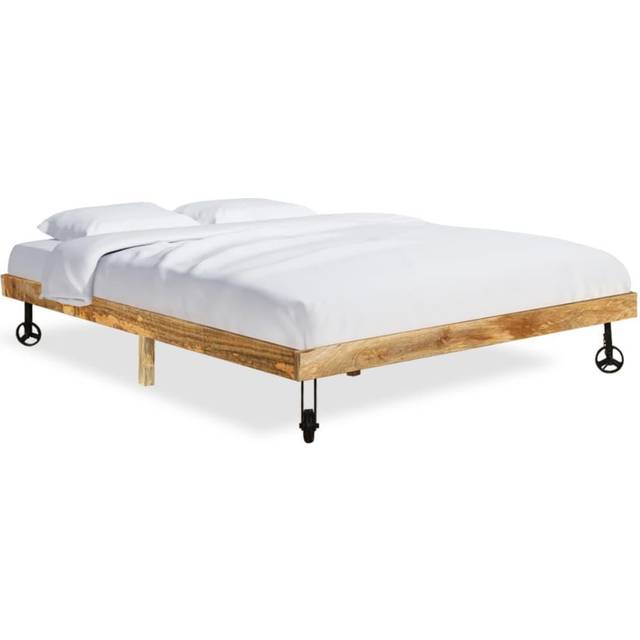 vidaXL Bed Frame without Mattress Solid Mango Wood 200x200 cm - Brown