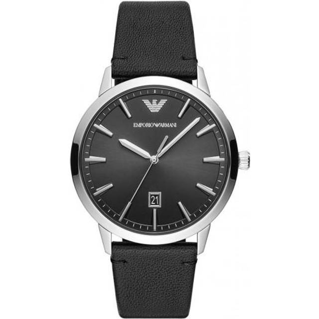 Emporio Armani Watches Men&apos;s Black Leather Ruggero Watch