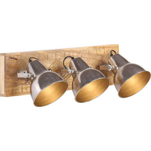 (brass) vidaXL 1/3x Mango Wood Industrial Wall Lamp Wall Mounted Light Silver/Brass