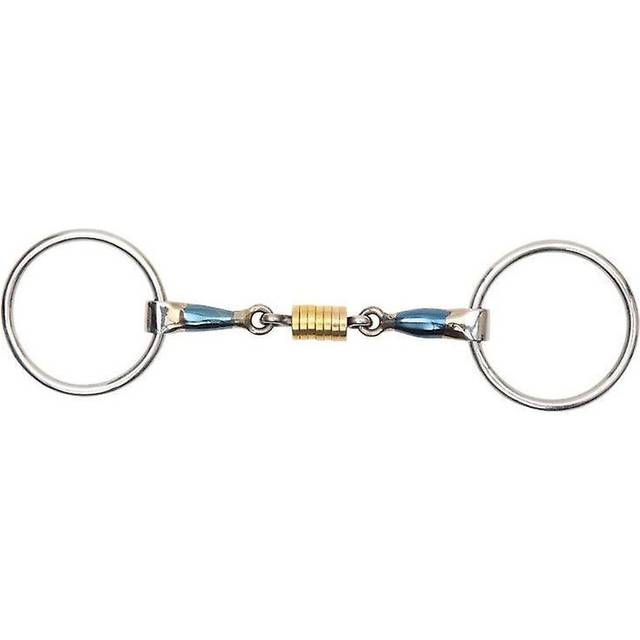 (5.5in, Blue) Shires Sweet Iron Roller Horse Loose Ring Snaffle Bit
