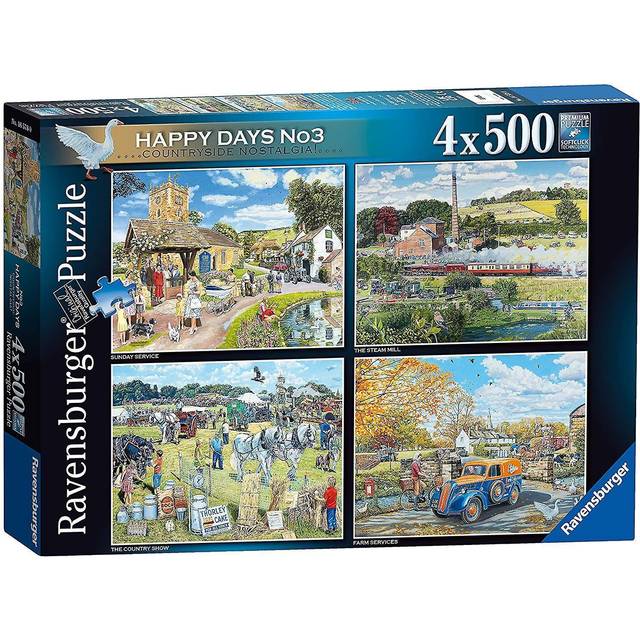 Ravensburger Happy Days No.3 Countryside Nostalgia 4X 500 Piece Jigsaw Puzzles
