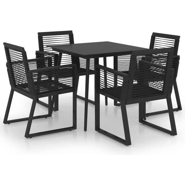 vidaXL 5 Piece Outdoor Dining Set PVC Rattan Black