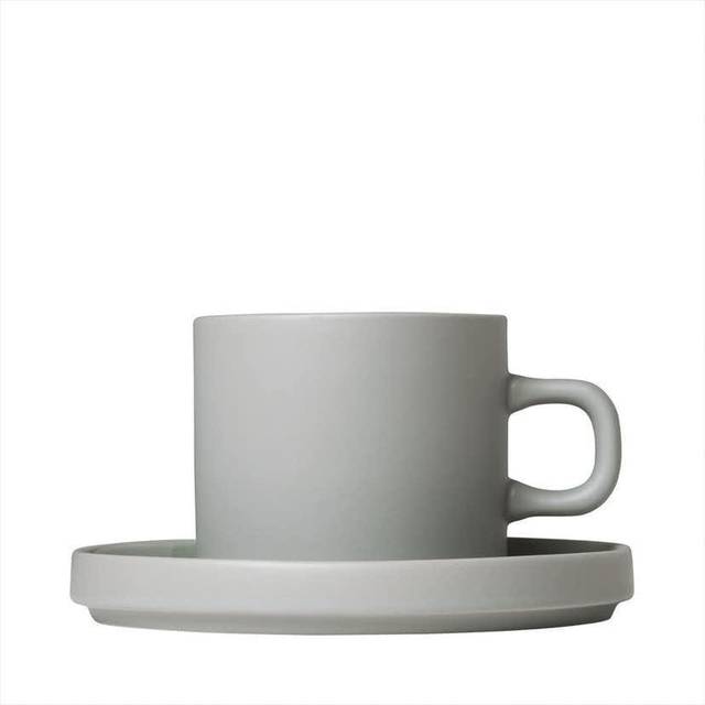blomus Pilar coffee mug with saucer 2-pack Agave green