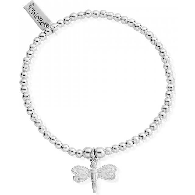 ChloBo 925 Silver Dragonfly Bead Bracelet with 3mm Round Beads