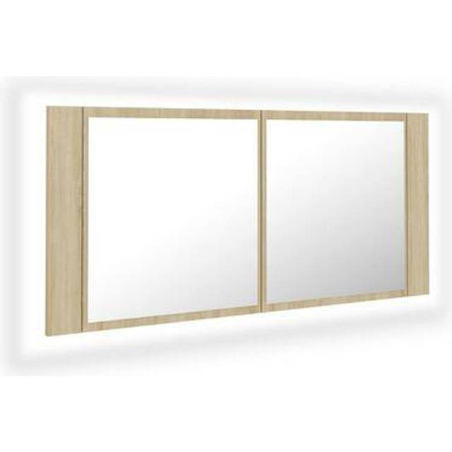 vidaXL LED Bathroom Mirror Cabinet Sonoma Oak 100x12x45 cm Acrylic - Brown