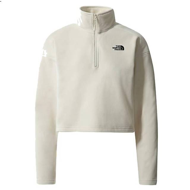 The North Face 100 Glacier Cropped Quarter Zip Fleece Top - White
