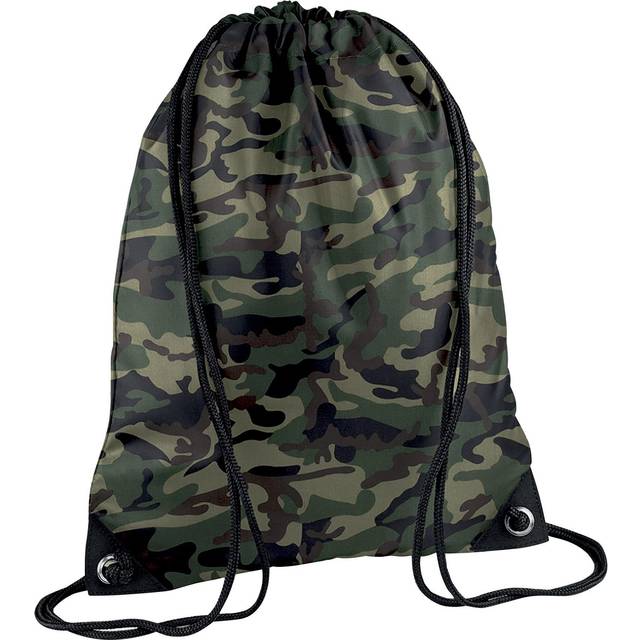 (One Size, Jungle Camo) Bagbase Premium Gymsac Water Resistant Bag (11 Litres) (Pack of 2)