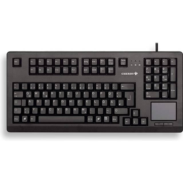 CHERRY TouchBoard G80-11900, brittisk layout, QWERTY-tangentbord, trådbundet tangentbord, mekaniskt tangentbord, ML-mekanik, integrerad pekplatta, platsbesparande, ergonomisk, svart