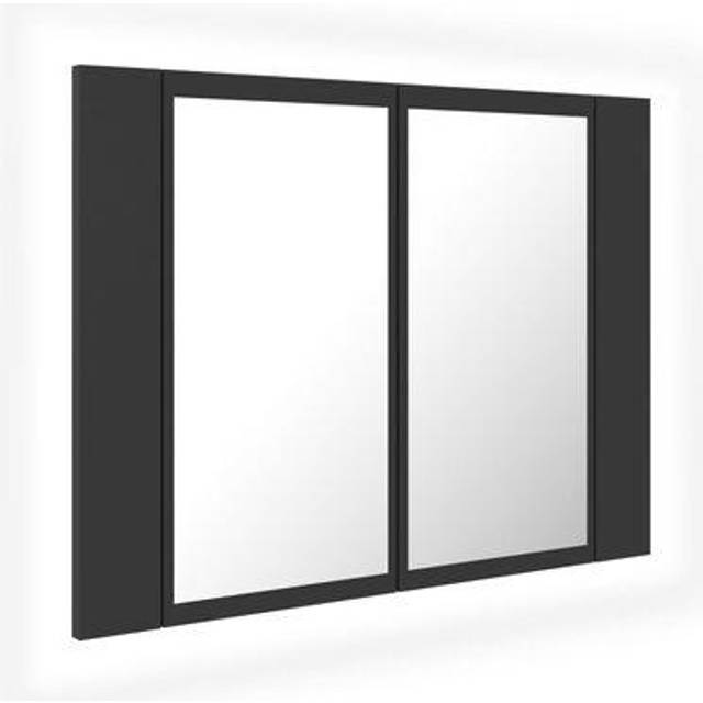 vidaXL LED Bathroom Mirror Cabinet Concrete Grey 60x12x45 cm Acrylic