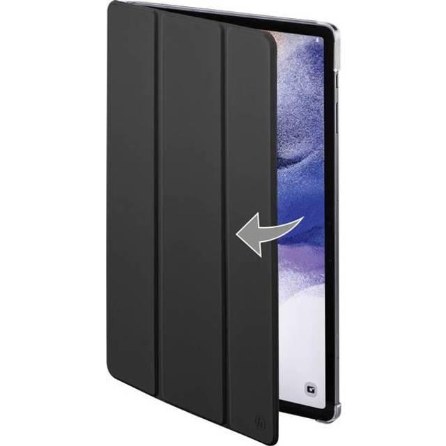 Hama Fodral för Samsung Galaxy Tab S7 FE/S7 31,5 cm 12,4 tum (hopfällbart fodral för Samsung surfplatta, skyddsfodral med stativfunktion, transparent baksida magnetiskt fodral) svart