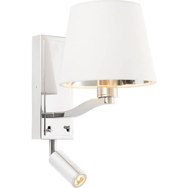 Endon 73027 Harvey Wall Light With LED Spotlight Nickel White Shade