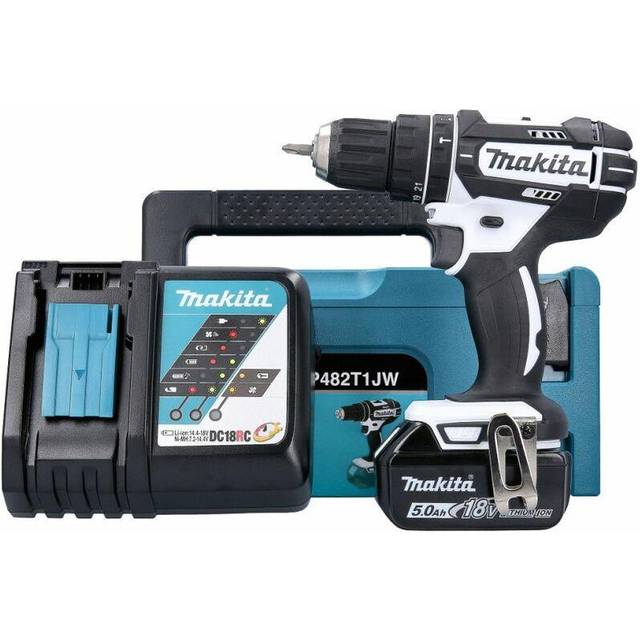 Makita DHP482T1JW 18V LXT White Combi Drill With 1 x 5.0Ah Battery