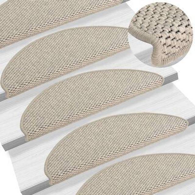 vidaXL Stair Mats Self-adhesive Carpet Stair Rug Sisal-Look 15 pcs Silver