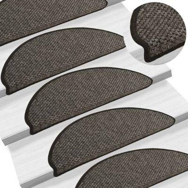 vidaXL Stair Mats Self-adhesive Sisal-Look 15 pcs 65x21x4 cm Anthracite